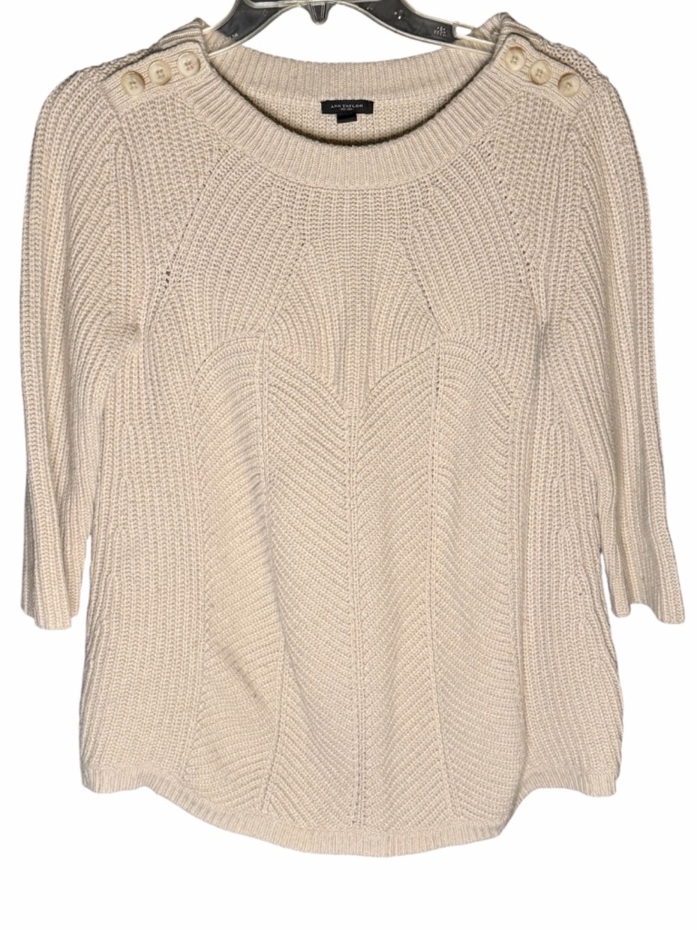 Ann Taylor Cream Crew Neck Sweater Size Medium—#119